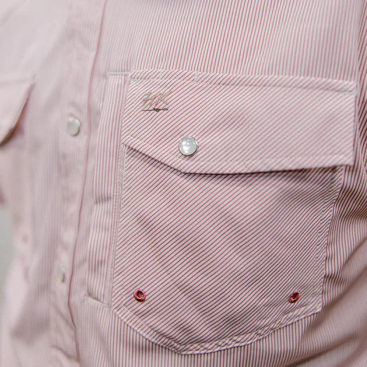 THE RANCH ROWS SS  PERFORMANCE SHIRT MAUVE STRIPE