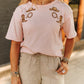 WESTERN CAMEL EMB PINK SS TOP