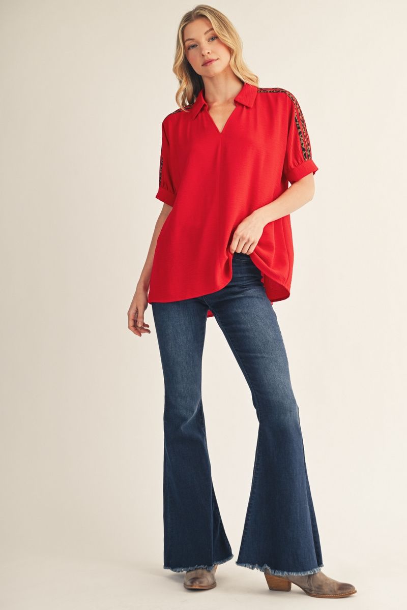 LEOPARD CONTRAST RED TOP