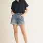 WOVEN ROUND HEM BLACK TOP