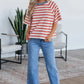 CONTRAST COLLAR TOMATO RED RAGLAN TEE