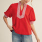 CONTRAST STRIPE RED TOP