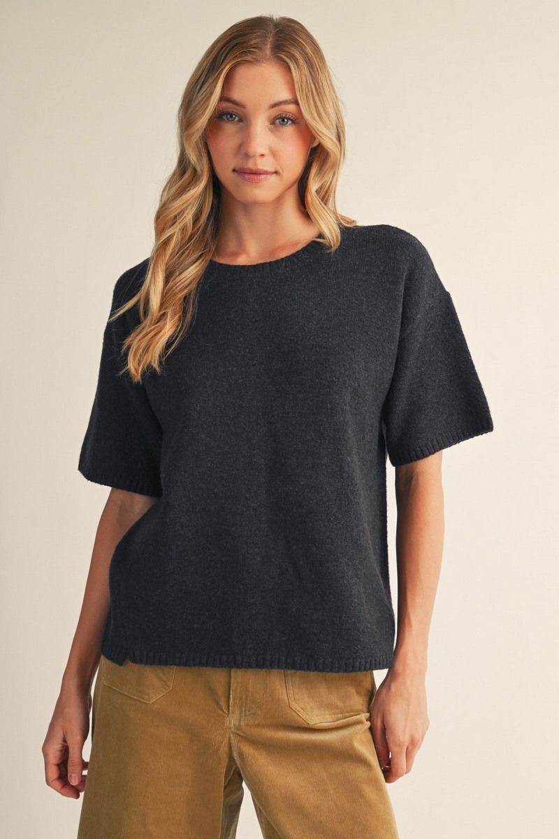 WM CHARCOAL SS TOP