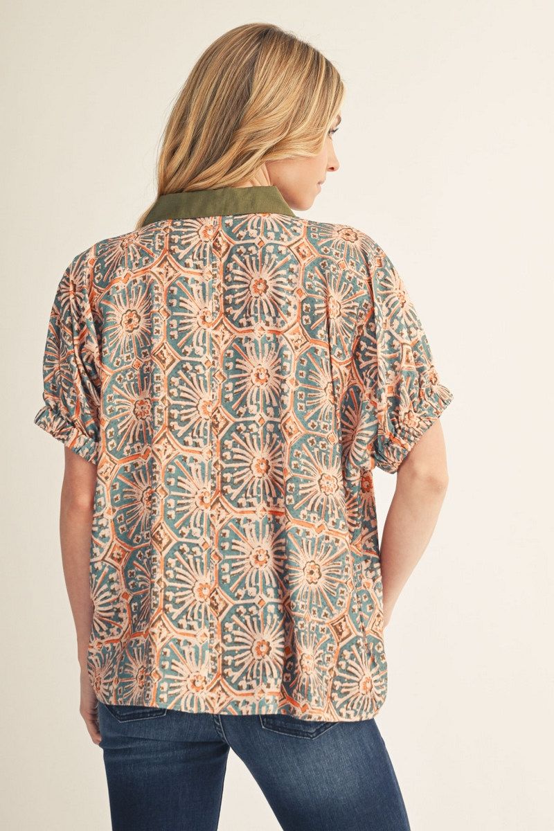 BOHO COLLAR OLIVE SS TOP