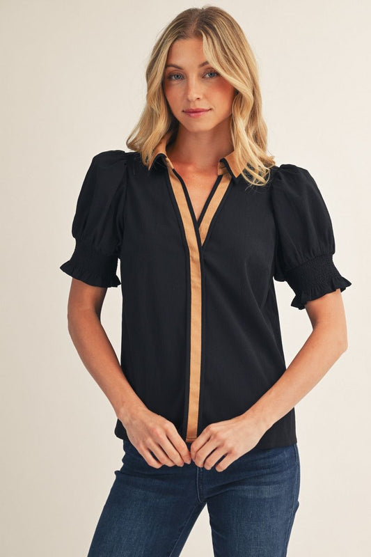 CONTRAST ACCENT BLACK TOP