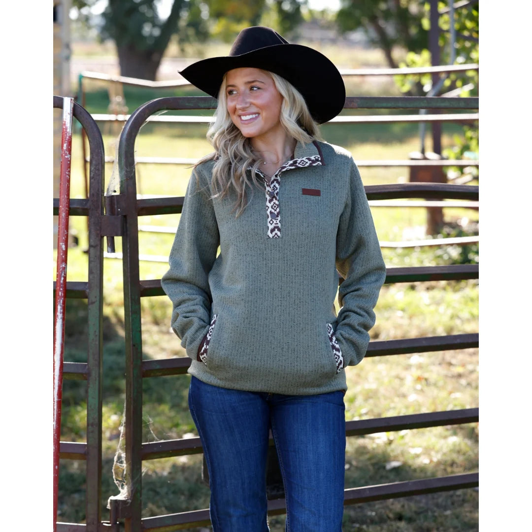 WM OLIVE FLEECE PULLOVER