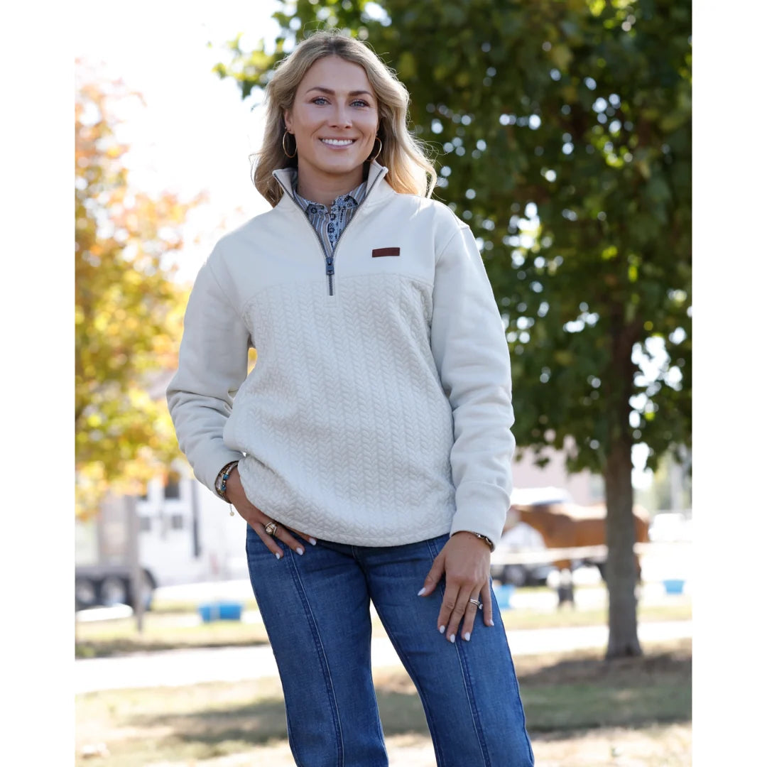 WM CREAM 1/4 ZIP UP