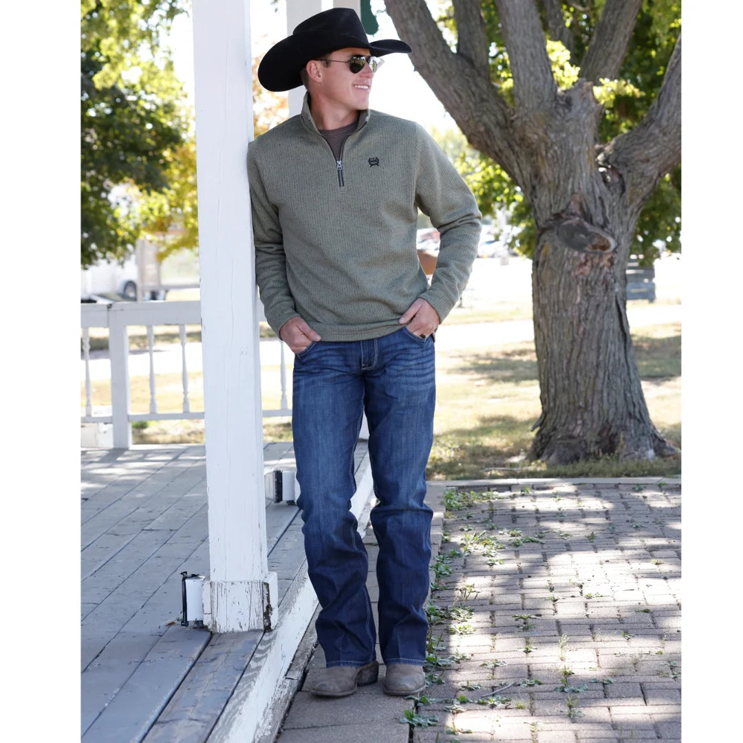 MN OLIVE 1/4 ZIP UP