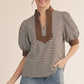 BROWN  PUFF SLEEVE TOP