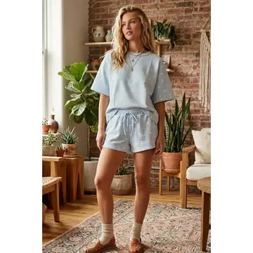 POLKA DOT SCUBA LIGHT BLUE/WHITE SET