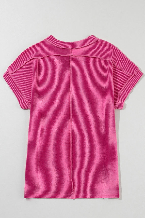 PINK TEXTURED SS TOP