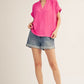 V-NECK SOLID HOT PINK TOP