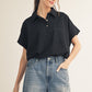 WOVEN ROUND HEM BLACK TOP