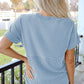 CORDED KNIT MOCK LIGHT BLUE TOP