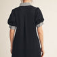STRIPE ACCENT BLACK DRESS