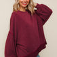 BURGUNDY RIB BANDED SWEATER