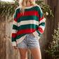 HOLIDAY STRIPE GREEN/RED SWEATER