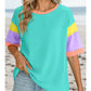 BLUE COLOR BLOCK SS TOP