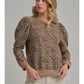 LEOPARD TEXTURED KNIT LS TOP