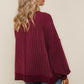 BURGUNDY RIB BANDED SWEATER