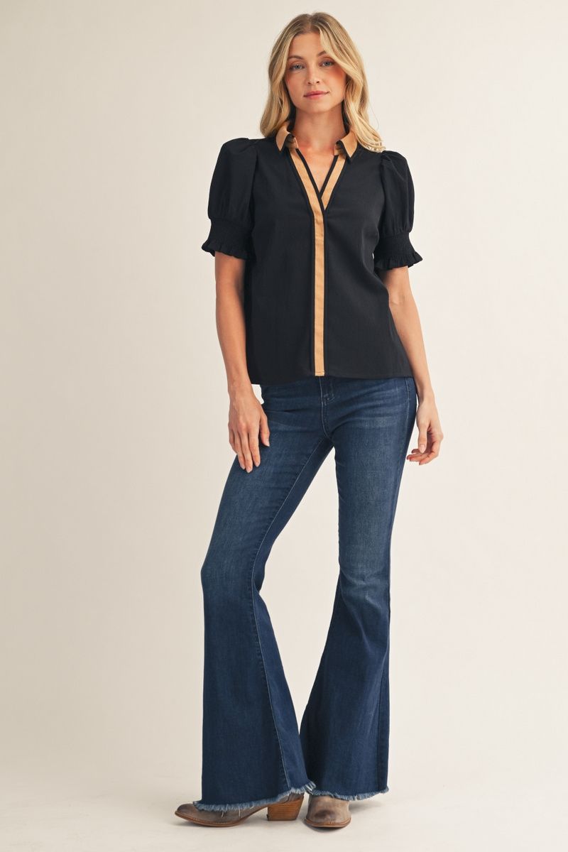 CONTRAST ACCENT BLACK TOP