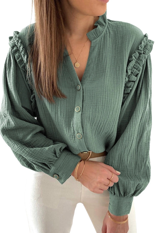 CRINKLED FRILLED LS TOP