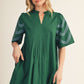 DROP SHOULDER HUNTER GREEN DRESS