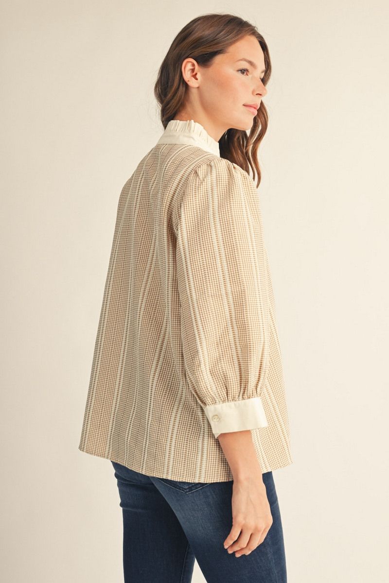 GINHAM TEXTERED TAUPE TOP