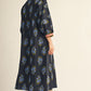 NOTCHED FLORAL BLACK DRESS