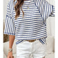 STRIPE KNIT HEM DARK BLUE  TOP