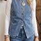 DENIM BUTTONED FRONT SLIT VEST