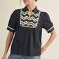 NOTCHED NECKLINE BLACK TOP