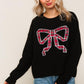 PLAID BOW WOVEN SWEATER