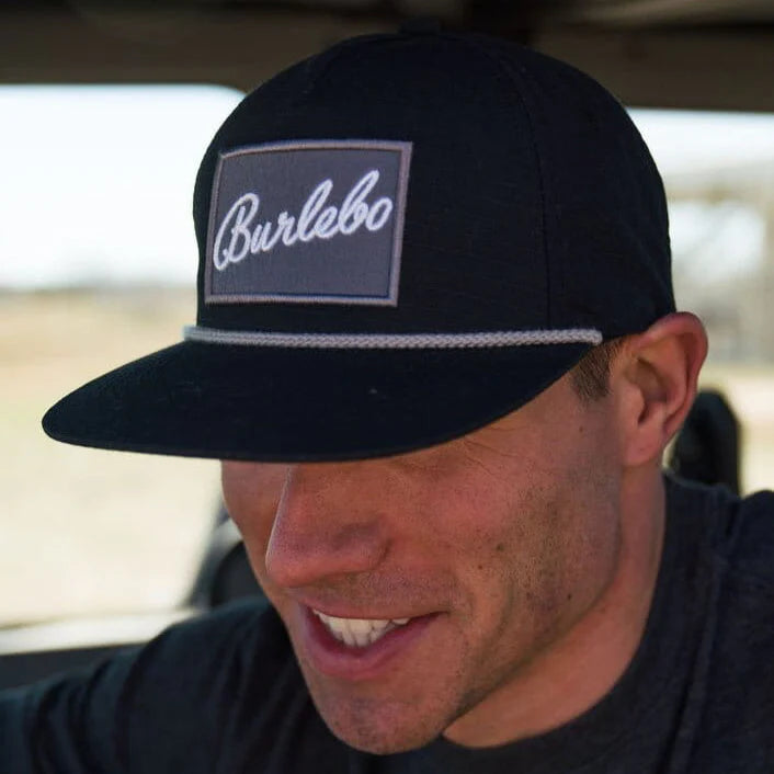 BURLEBO GREY PATCH CAP - BLACK