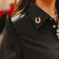 Black Ruffle Embroidery Collar Top