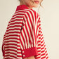 COLLAR STRIPE SS RED TOP