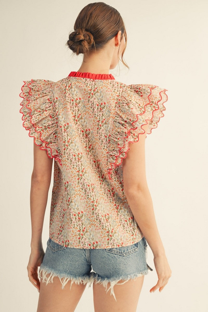 LAYERED CAP SLEEVE RED TOP