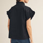 SOLID BLACK WOVEN TOP