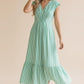 GREEN CAP SLEEVE DRESS