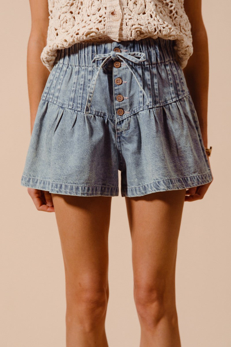 FLARED DRAWSTRING SHORTS