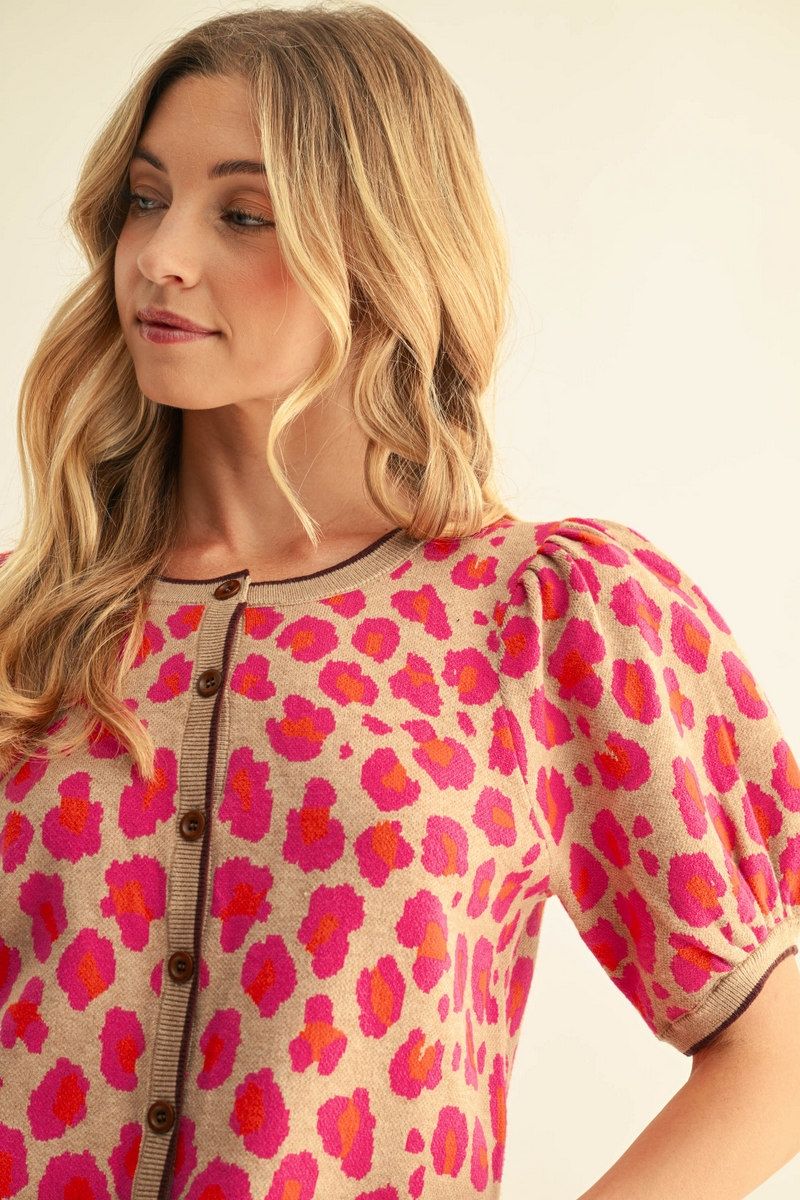 LEOPARD FUCHSIA CARDI