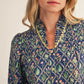 MIX FLORAL 3/4 COBALT BLUE TOP