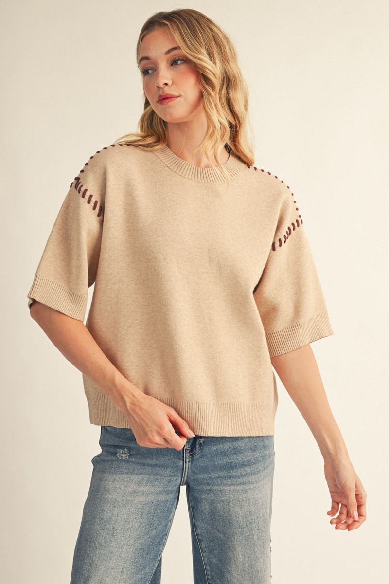 STITCH SEAM OATMEAL TOP