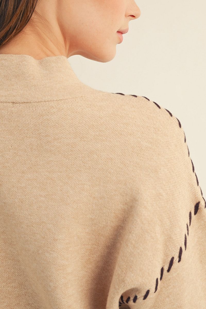 STITCHED OATMEAL SWEATER