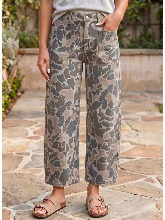 DUSK CAMO WIDE LEG CROP JEAN