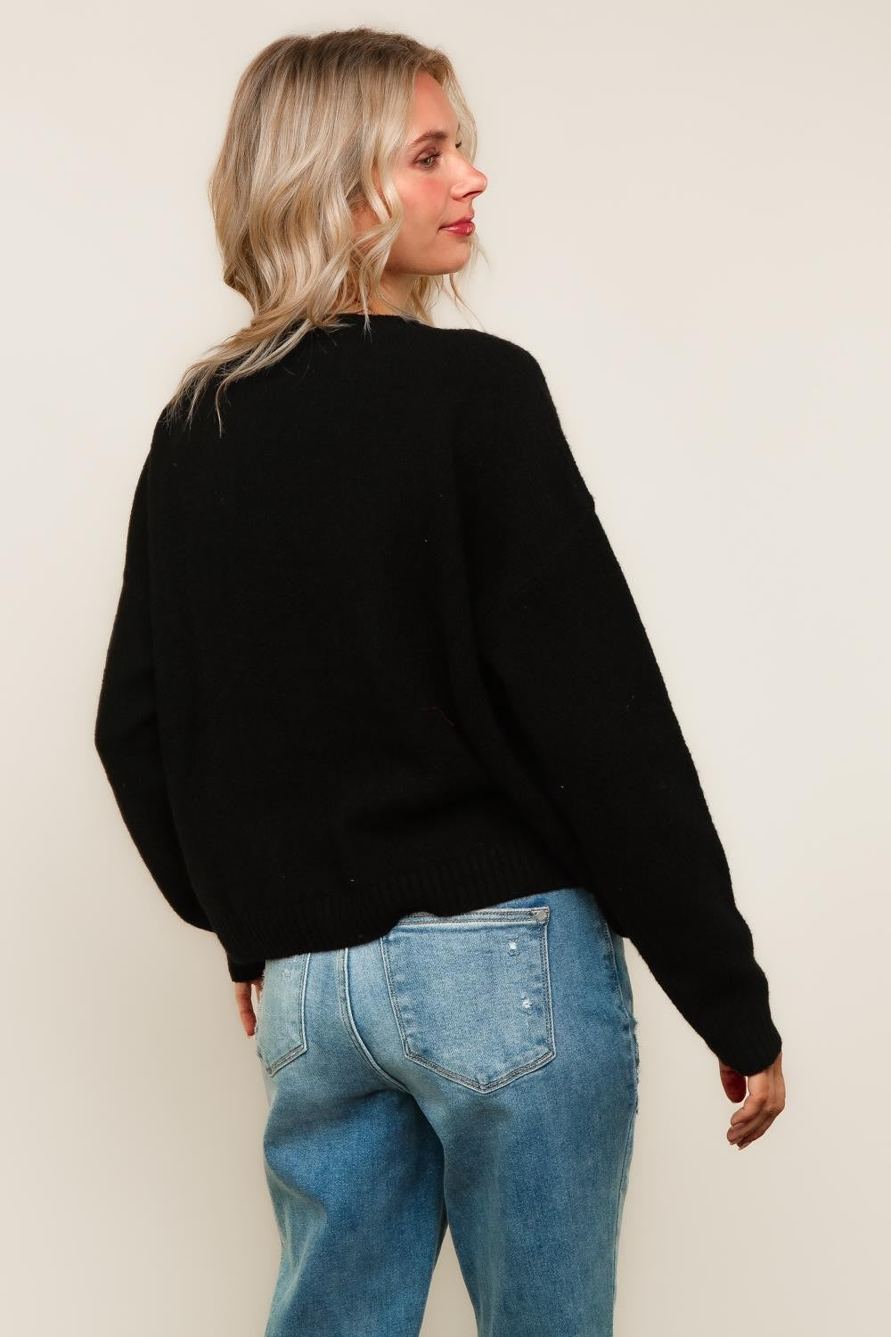 PLAID BOW WOVEN SWEATER