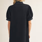 SOLID BLACK PUFF SLEEVE DRESS