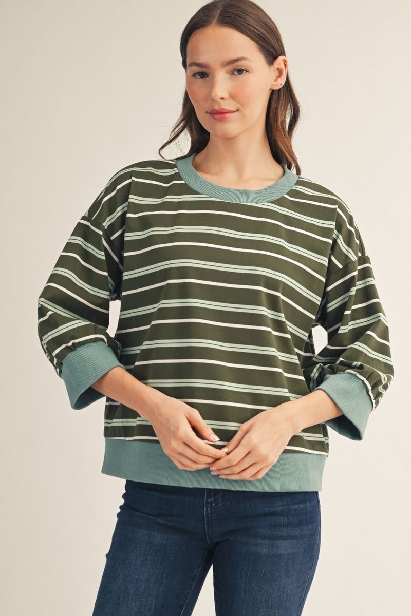 CASUAL OLIVE 3/4 TOP