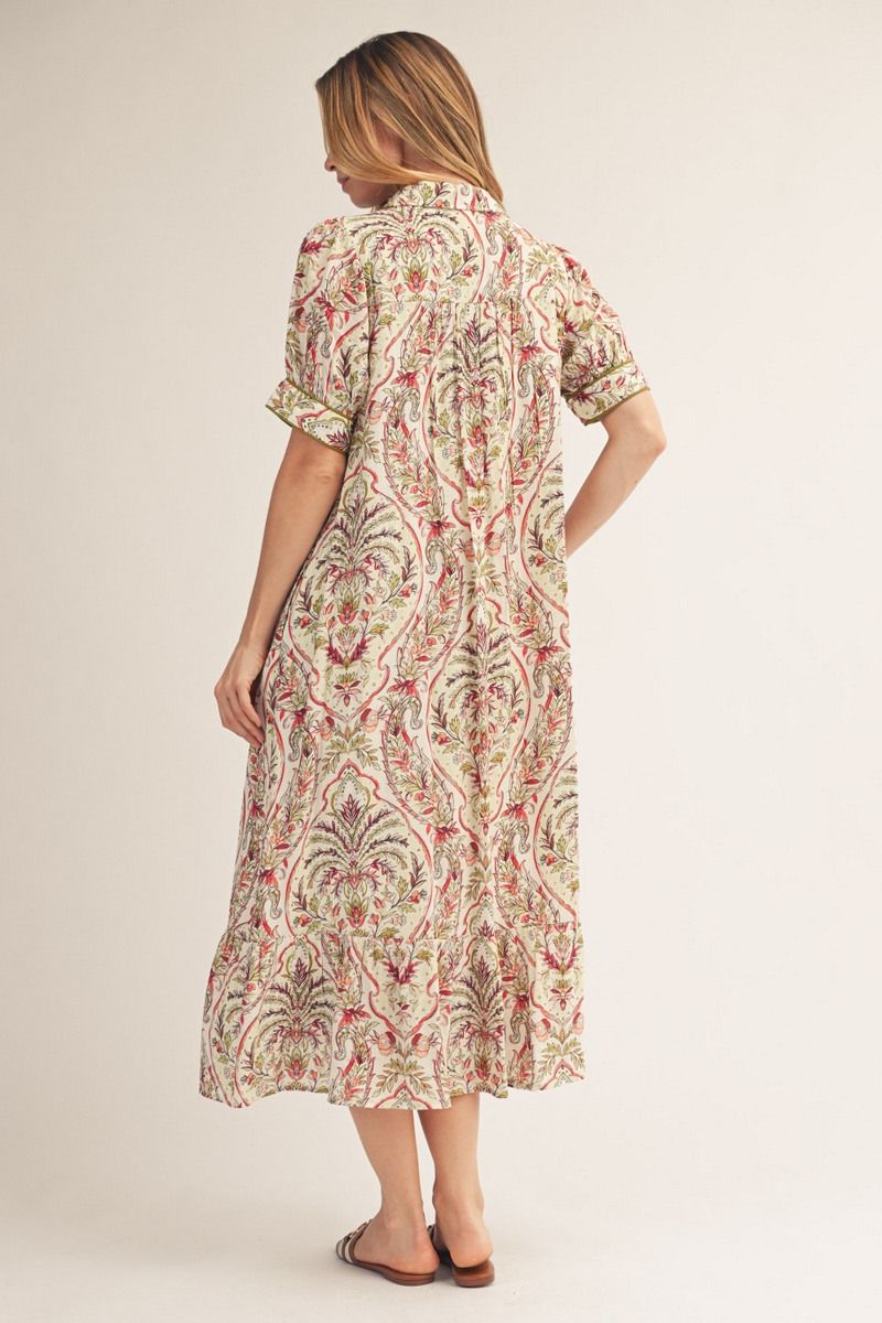 BAROQUE FLORAL BERRY MIX DRESS