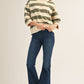 3/4 STRIPE OLIVE TOP